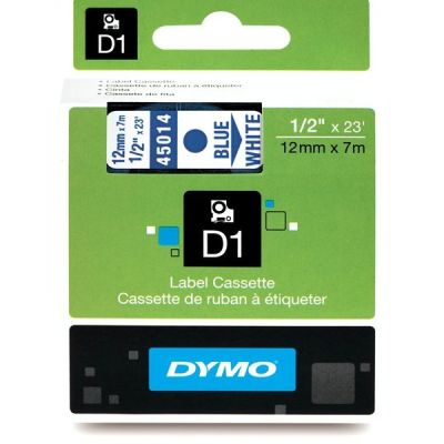 Dymo D1 Yedek Şerit 12 mm. x 7 mt. Beyaz/Mavi (45014) - 5 li pk. - 1