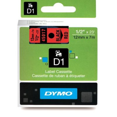 Dymo D1 Yedek Şerit 12 mm. x 7 mt. Kırmızı/Siyah (45017) - 5 li pk. - 1