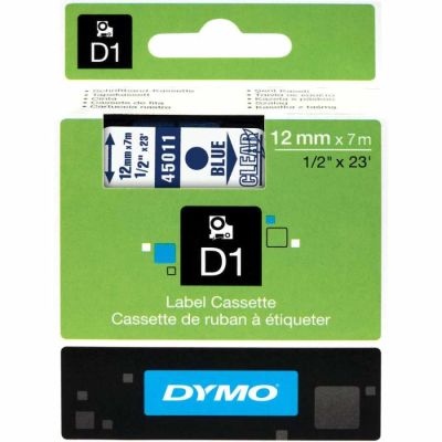 Dymo D1 Yedek Şerit 12 mm. x 7 mt. Şeffaf/Mavi (45011) - 5 li pk. - 1