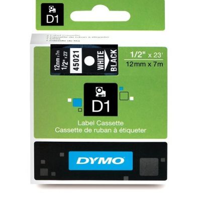 Dymo D1 Yedek Şerit 12 mm. x 7 mt. Siyah/Beyaz (45021) - 5 li pk. - 1