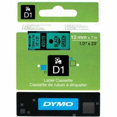 Dymo D1 Yedek Şerit 12 mm. x 7 mt. Yeşil/Siyah (45019) - 5 li pk. - 1