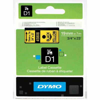 Dymo D1 Yedek Şerit 19 mm. x 7 mt. Sarı/Siyah (45808) - 5 li pk. - 1