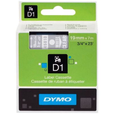 Dymo D1 Yedek Şerit 19 mm. x 7 mt. Şeffaf/Beyaz (45810) - 5 li pk. - 1