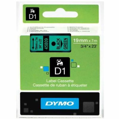 Dymo D1 Yedek Şerit 19 mm. x 7 mt. Yeşil/Siyah (45809) - 5 li pk. - 1