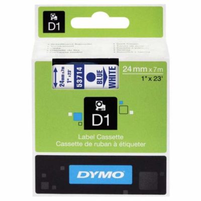 Dymo D1 Yedek Şerit 24 mm. x 7 mt. Beyaz/Mavi (53714) - 5 li pk. - 1