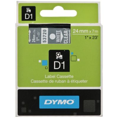 Dymo D1 Yedek Şerit 24 mm. x 7 mt. Şeffaf/Beyaz (53720) - 5 li pk. - 1