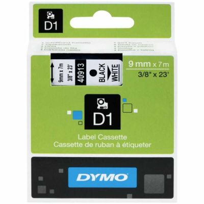 Dymo D1 Yedek Şerit 9 mm. x 7 mt. Beyaz/Siyah (40913) - 5 li pk. - 1