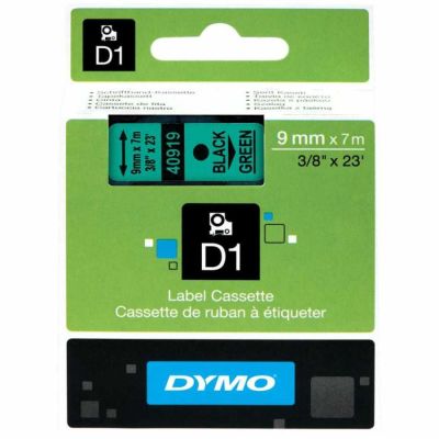 Dymo D1 Yedek Şerit 9 mm. x 7 mt. Yeşil/Siyah (40919) - 5 li pk. - 1