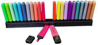 Penmark Fosforlu Kalem 24’lü Süper Kutu 6 Neon + 6 Pastel + 6 Tropik + 6 Simli Renk - 3