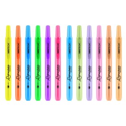 Wrıtech W-805S Basmalı Fosforlu Kalem 12 Renk – ( 6 Neon Renk – 6 Pastel Renk ) - 1